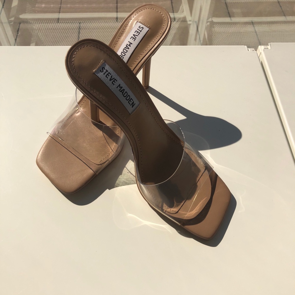 Women’s Steve Madden clear and nude heals
